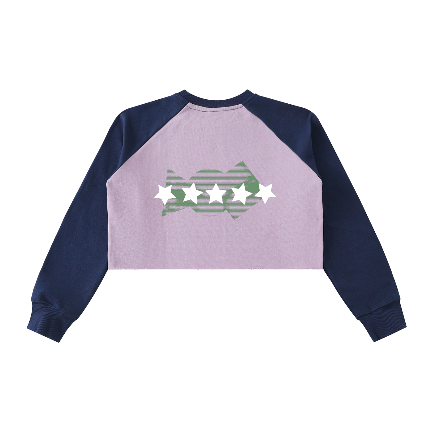 5starVik's Raw-Hem Color-Block Raglan Crop Sweatshirt