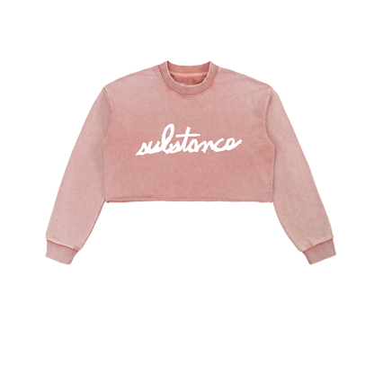 5starVik's Snow Washed Raw Edge Cropped Sweatshirt