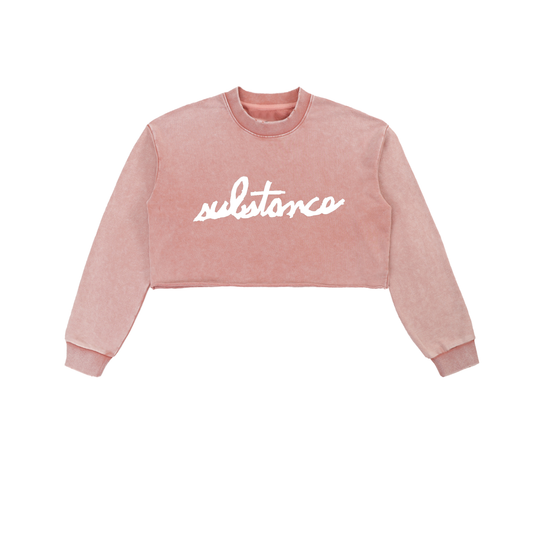 5starVik's Snow Washed Raw Edge Cropped Sweatshirt