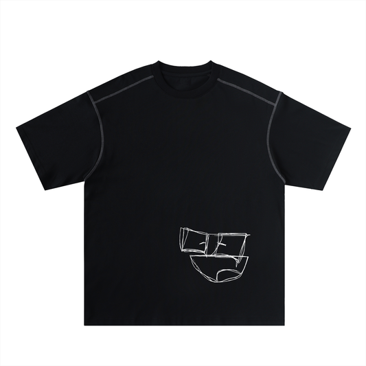 Oversized Contrast-Stitched Cotton Tee