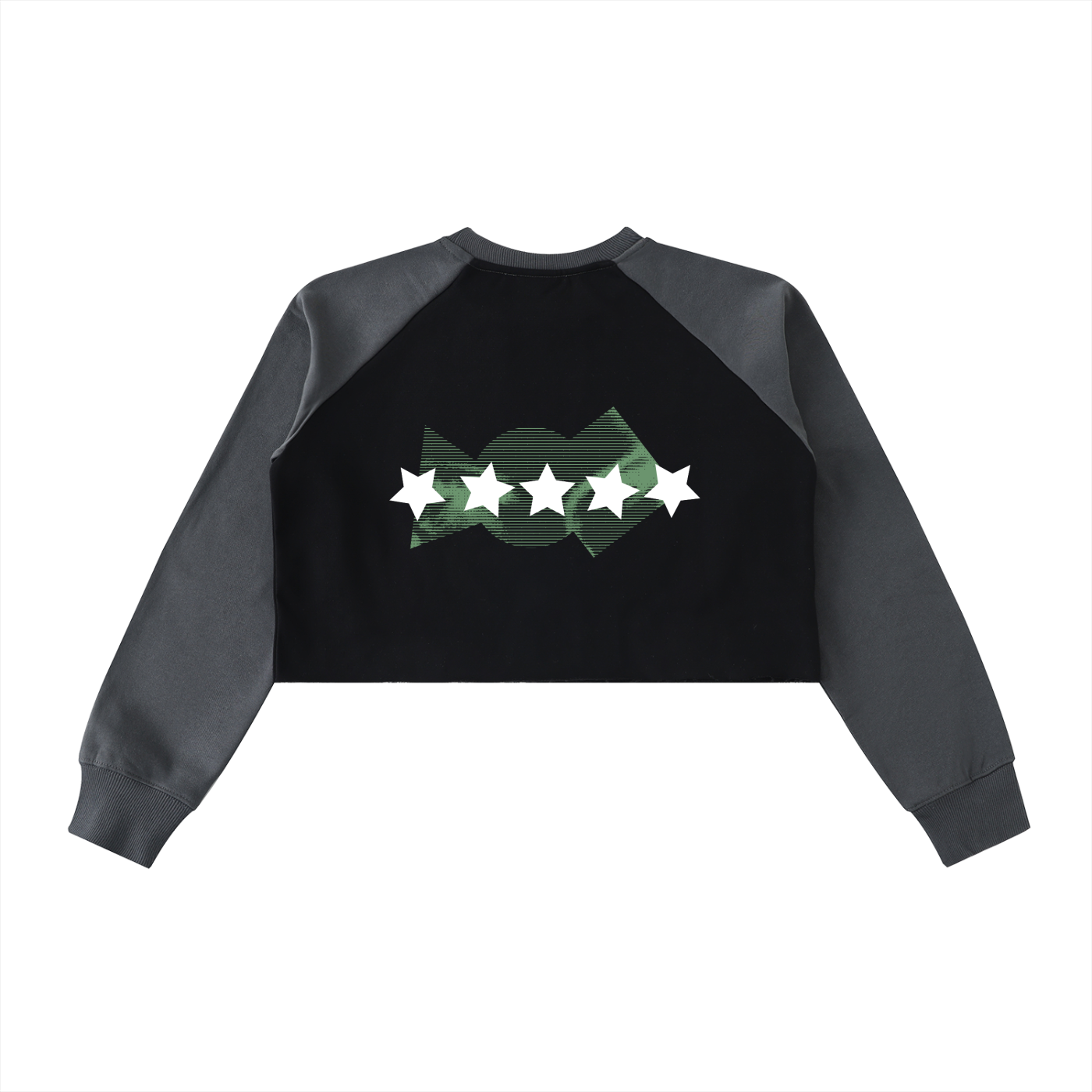 5starVik's Raw-Hem Color-Block Raglan Crop Sweatshirt
