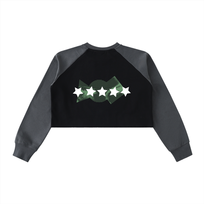 5starVik's Raw-Hem Color-Block Raglan Crop Sweatshirt