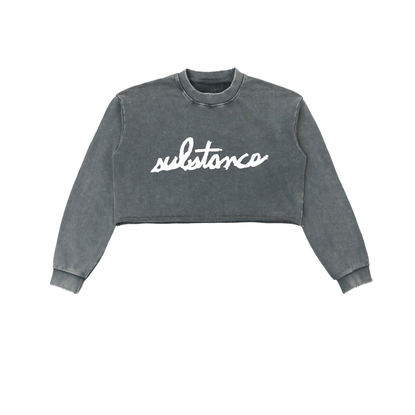 5starVik's Snow Washed Raw Edge Cropped Sweatshirt