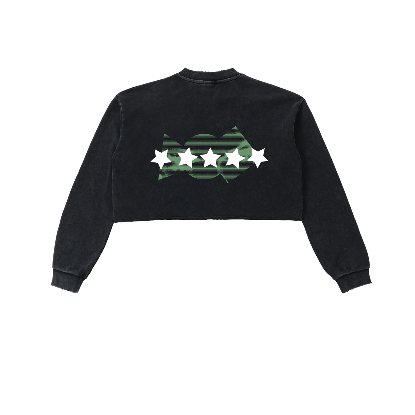 5starVik's Snow Washed Raw Edge Cropped Sweatshirt