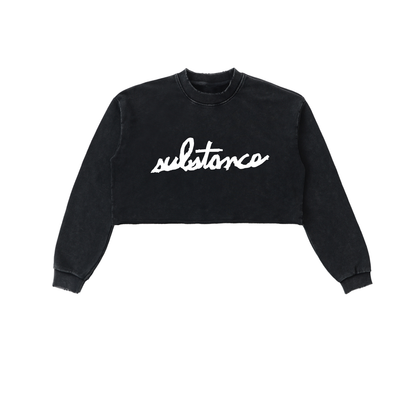 5starVik's Snow Washed Raw Edge Cropped Sweatshirt