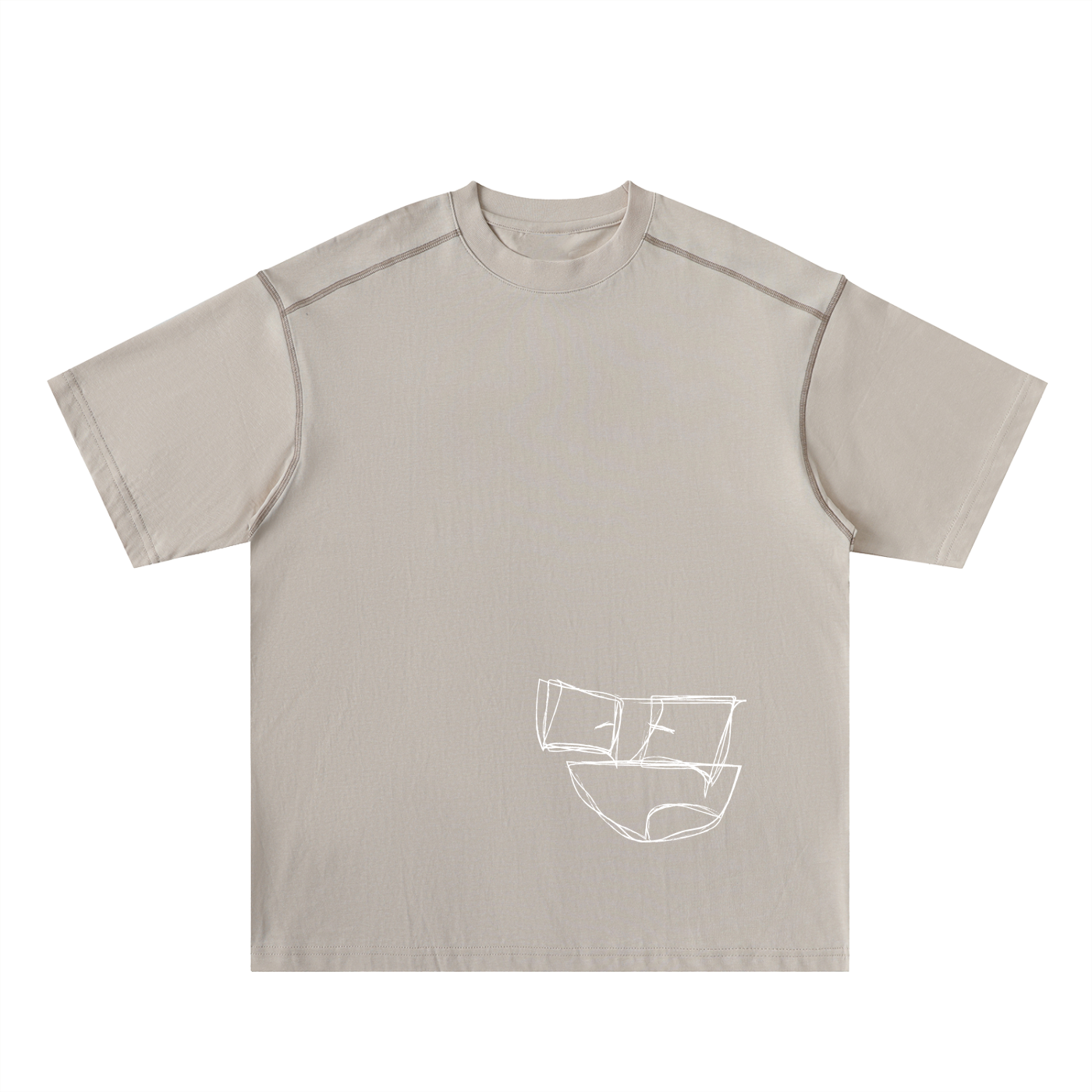 Oversized Contrast-Stitched Cotton Tee