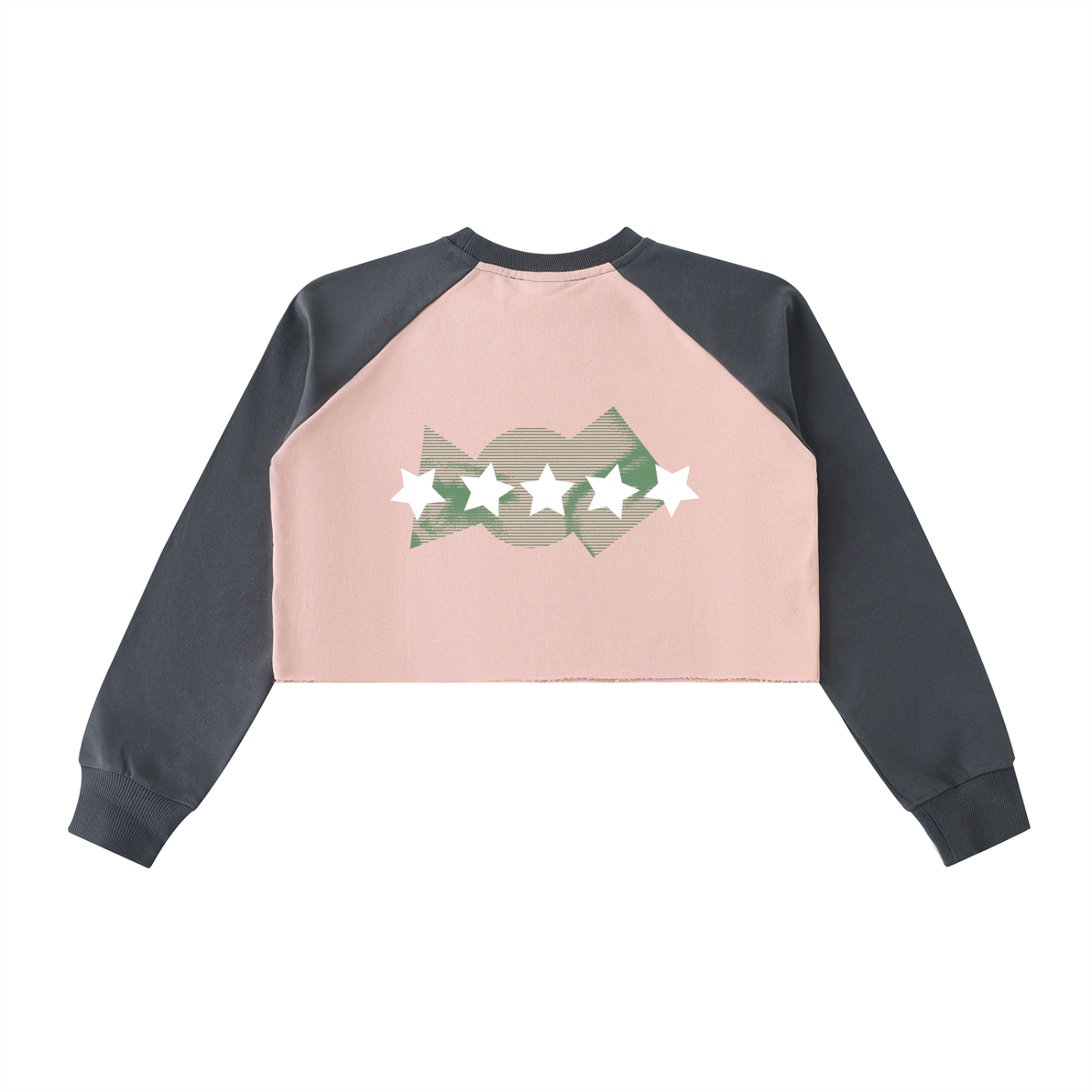 5starVik's Raw-Hem Color-Block Raglan Crop Sweatshirt