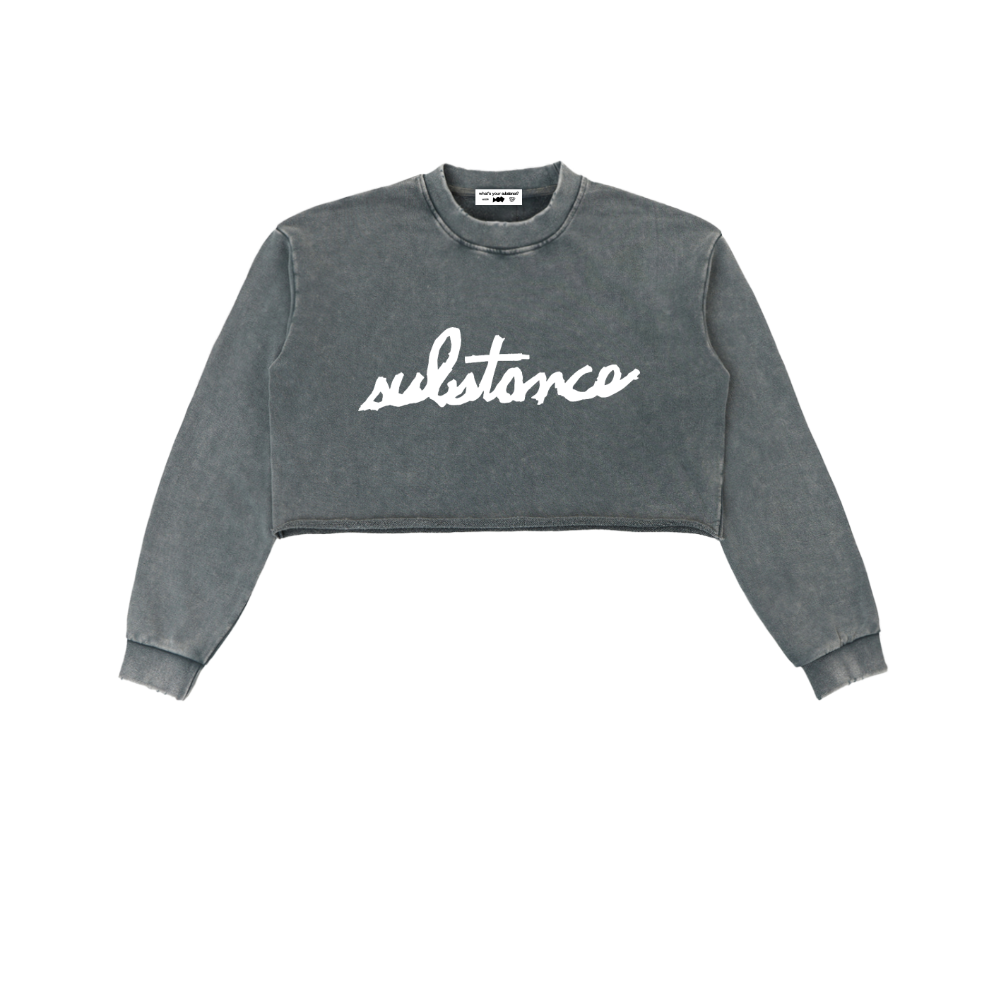 5starVik's Snow Washed Raw Edge Cropped Sweatshirt