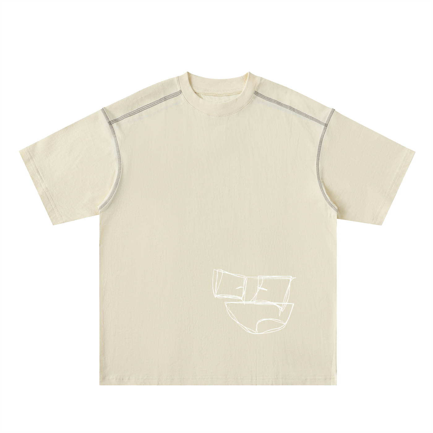 Oversized Contrast-Stitched Cotton Tee